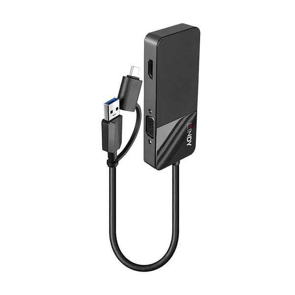 Lindy 43354 kannettavien tietokoneiden telakka ja porttitoistin USB 3.2 Gen 1 (3.1 Gen 1) Type-A + Type-C Musta