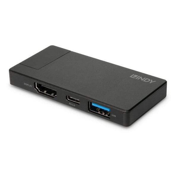 Lindy 43336 kannettavien tietokoneiden telakka ja porttitoistin Langallinen USB 3.2 Gen 1 (3.1 Gen 1) Type-C Musta