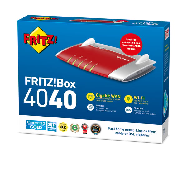Box 4040 trådløs router Gigabit Ethernet Dual-band (2,4 GHz / 5 GHz) Rød