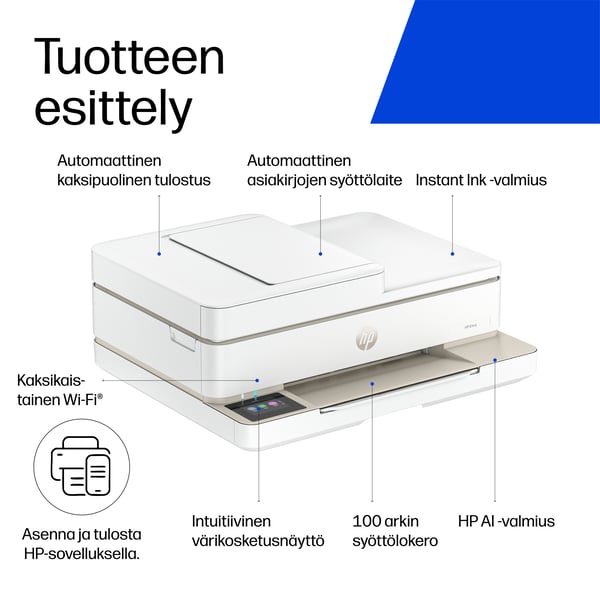 HP ENVY 6520e Langaton All-in-One Väri Tulostin, Instant Ink; Valokuvatulostus