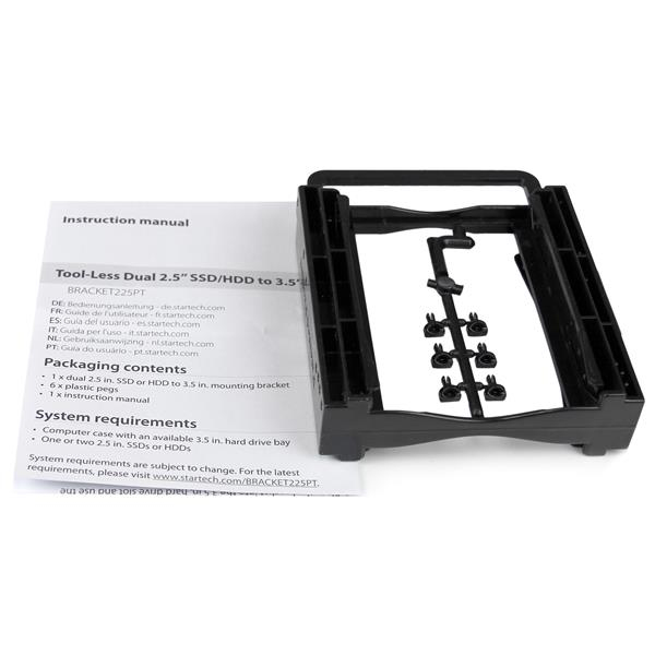 StarTech.com Dubbelt 2,5" SSD/HDD-monteringsfäste för 3,5" enhetsfack - Verktygslös installation
