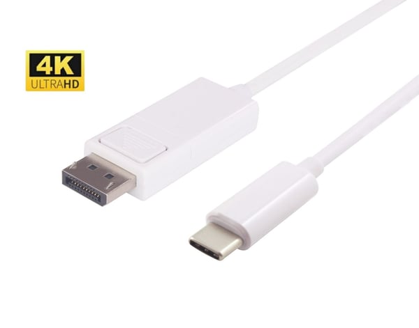 Microconnect USB3.1CDPB2W videokaapeli-adapteri 2 m USB Type-C DisplayPort Valkoinen