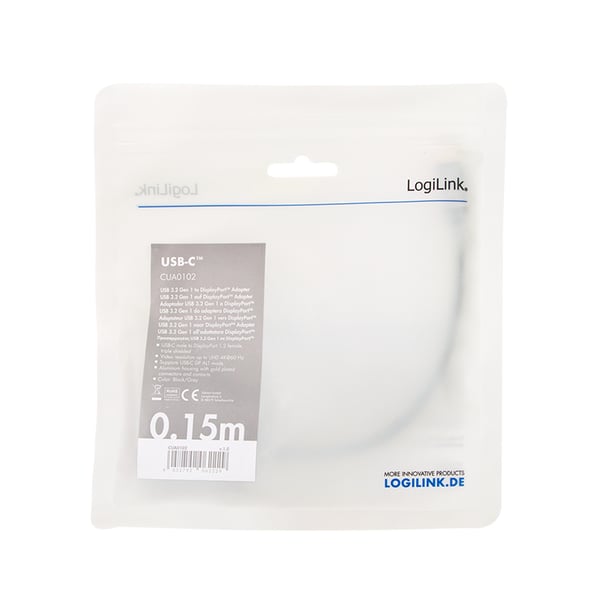LogiLink CUA0102 kaapelin sukupuolenvaihtaja USB 3.2 Gen1 Type-C DisplayPort Musta