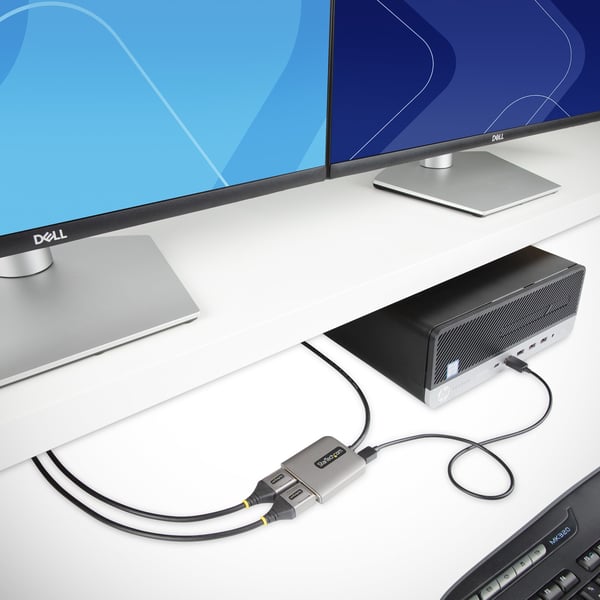 StarTech.com MST14DP122DP videokabel adapter 0,3 m DisplayPort 2 x DVI Grå