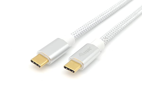Equip 128356 USB-kabel USB 3.2 Gen 2 (3.1 Gen 2) 1 m USB C 10 Gbit/sek. 100 W Sølv, Hvid