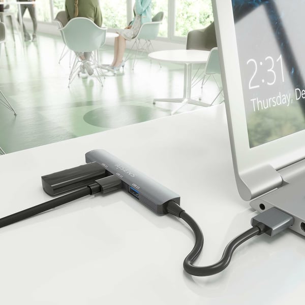 AISENS A106-0859 interface hub USB 3.2 Gen 1 (3.1 Gen 1) Type-A 5000 Mbit/s Grå