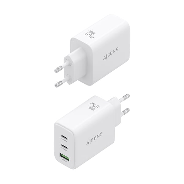 AISENS ASCH-67W3P086-W mobiililaitteen laturi Matkapuhelin, Älypuhelin, Digitaalikamera, Universaali, Tabletti, MP3, MP4, GPS, Kannettava pelikonsoli Valkoinen AC Pikalataus Sisätila