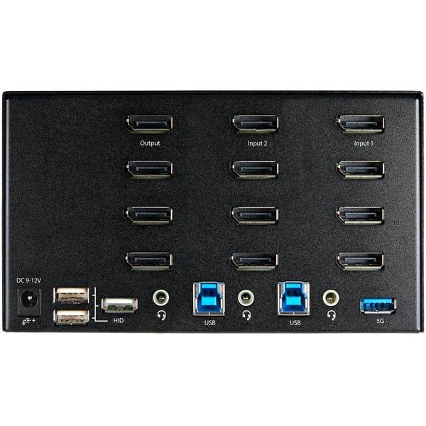 StarTech.com 2-ports DisplayPort KVM-switch för fyra skärmar - 4K 60 Hz UHD HDR - Desktop 4K DP 1.2 KVM med 2 portar USB 3.0-hubb (5 Gbps) och 4x USB 2.0 HID-portar, ljud - Snabbtangenter för omkoppling - TAA