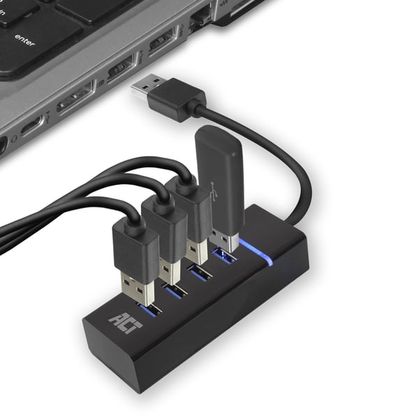 ACT AC6300 keskitin USB 3.2 Gen 1 (3.1 Gen 1) Type-A 5000 Mbit/s Musta