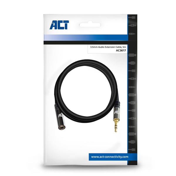 ACT AC3617 lydkabel 5 m 3.5mm Sort
