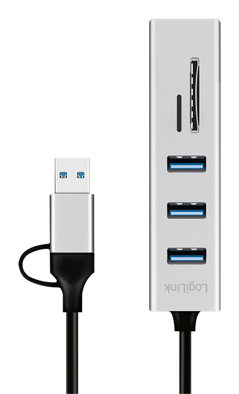 LogiLink UA0445 interface hub USB 3.2 Gen 1 (3.1 Gen 1) Type-A + Type-C 5000 Mbit/s Grå