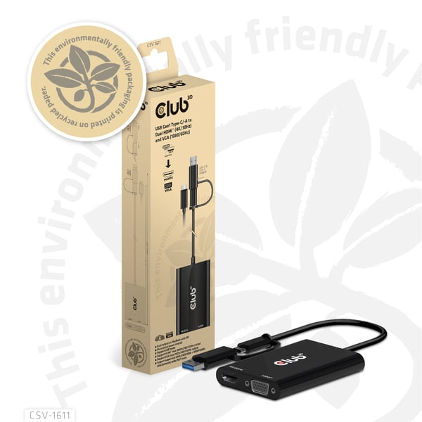 CLUB3D CSV-1611 USB grafisk adapter 3840 x 2160 pixel Sort