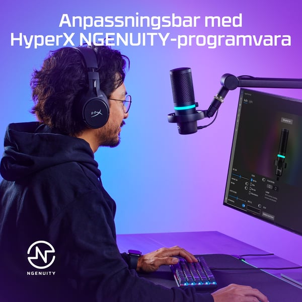 HyperX DuoCast – USB-mikrofon (svart) – RGB-belysning