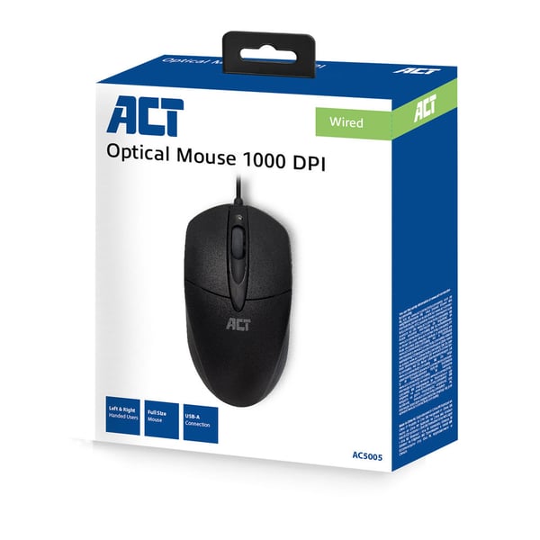 ACT AC5005 hiiri Office Molempikätinen USB A-tyyppi IR LED 1000 DPI