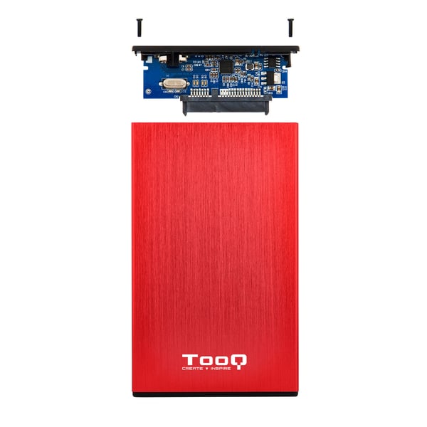 TooQ TQE-2527R Hölje för lagringsenheter HDD-hölje Svart, Röd 2.5"