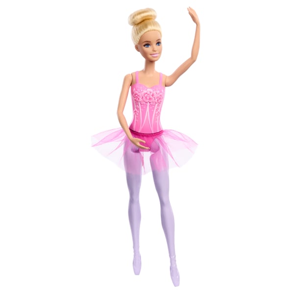 Barbie Barbie-ballerinadukke, lyshåret modedukke iført lilla, aftageligt balletskørt