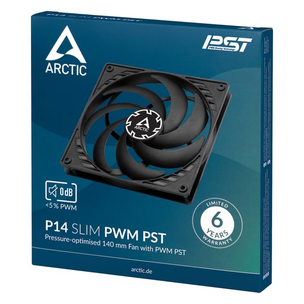 ARCTIC P14 Slim PWM PST Computerkabinet Ventilator 14 cm Sort 1 stk
