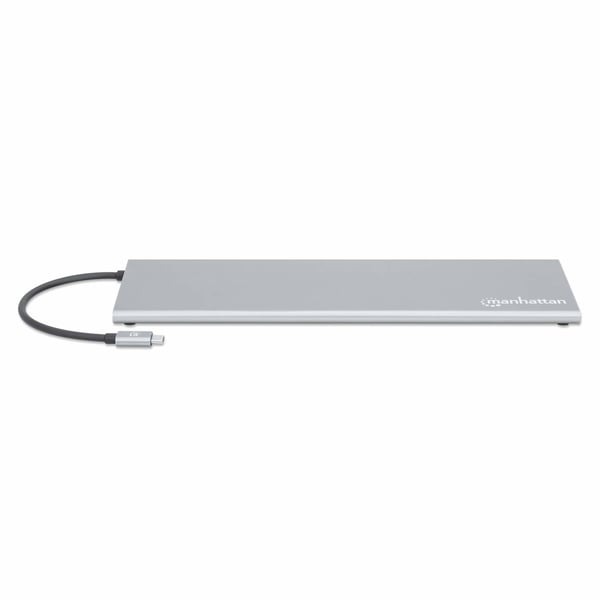 Manhattan 130578 kannettavien tietokoneiden telakka ja porttitoistin Langallinen USB 3.2 Gen 1 (3.1 Gen 1) Type-C Alumiini