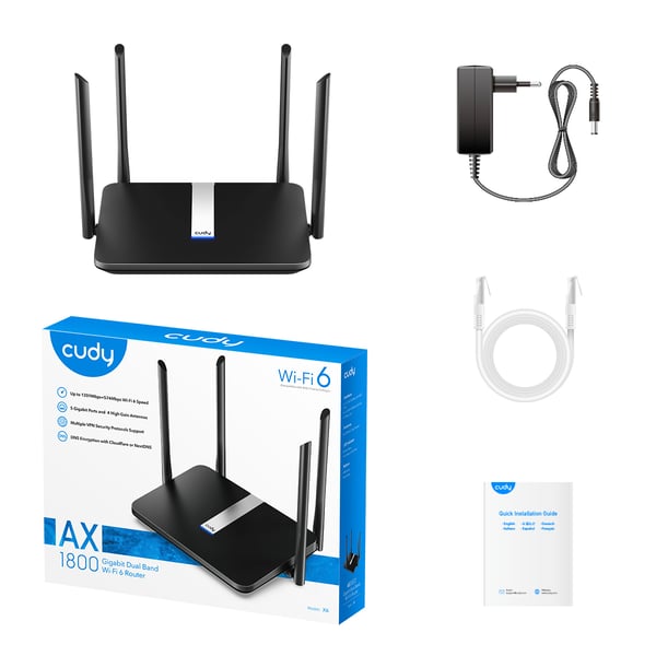 Cudy X6 trådløs router Gigabit Ethernet Dual-band (2,4 GHz / 5 GHz) Sort