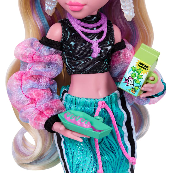 Monster High Lagoona Blue-modedocka i maxikjol med husdjuret Neptuna och 7 tillbehör
