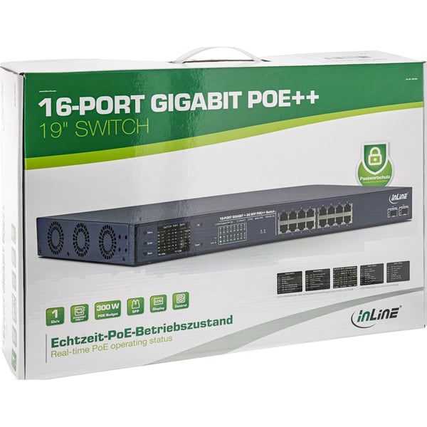InLine 32316P netværksswitch Gigabit Ethernet (10/100/1000) Strøm over Ethernet (PoE) 1U Sort