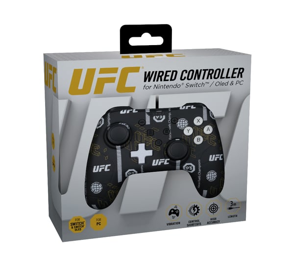 Konix UFC Svart, Vit USB Spelplatta Analog / Digital Nintendo Switch, Nintendo Switch Lite, PC