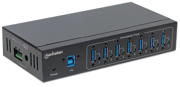 Manhattan 164405 gränssnittshubbar USB 3.2 Gen 1 (3.1 Gen 1) Type-B 5000 Mbit/s Svart