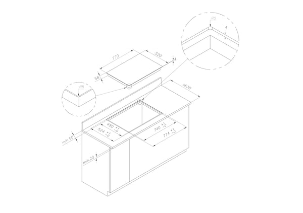 Candy Cook 800 CIE854MCBB Sort Indbygget 80 cm Zone induktionskogeplade 5 zone(s)
