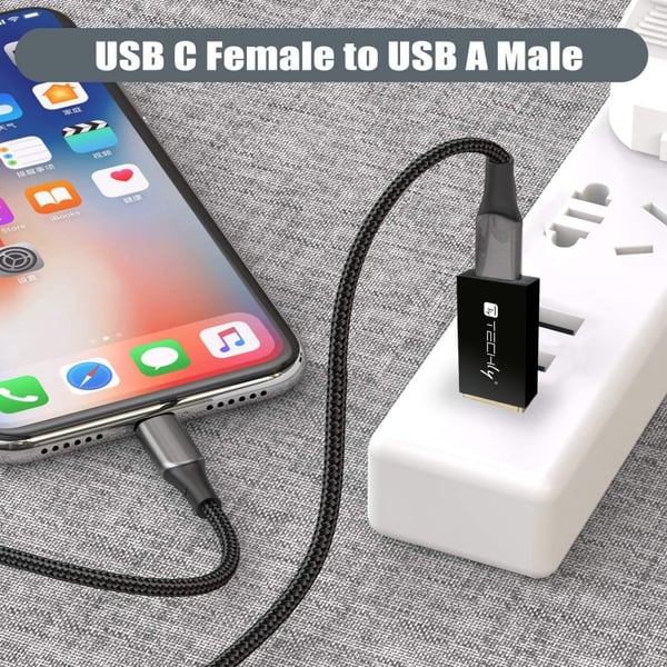 Techly IADAP USB3-AFT kabel kønsskifter USB A USB C Sort