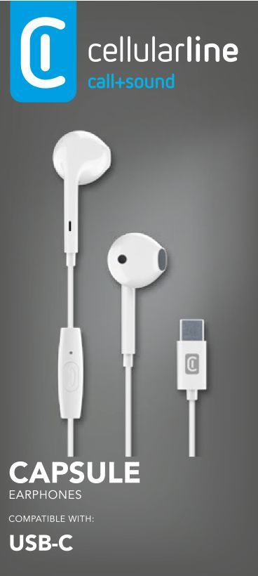 Cellularline 8018080476594 Kuulokkeet Langallinen In-ear Puhelut/Musiikki USB Type-C Valkoinen