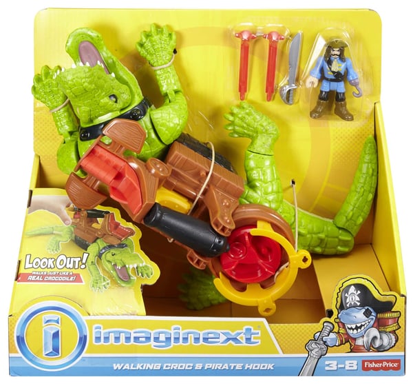 Fisher-Price Imaginext Krokodille, der kan gå, og pirat med klo