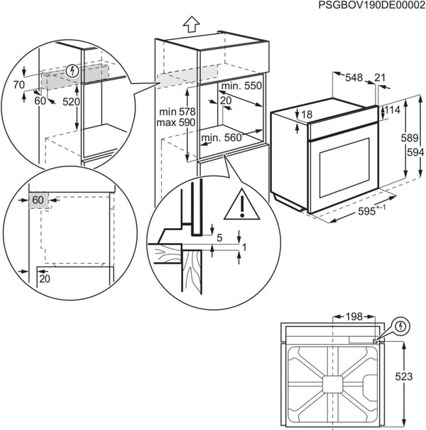 Electrolux EOH3H54X 72 L 2790 W Ruostumaton teräs