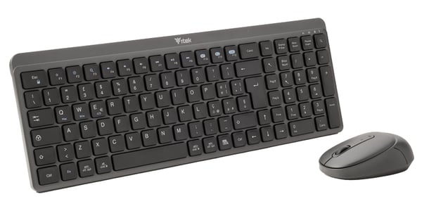 itek DEC WS01 näppäimistö Sisältää hiiren Universaali RF Wireless + Bluetooth QWERTY englanti, Italia Musta, Harmaa