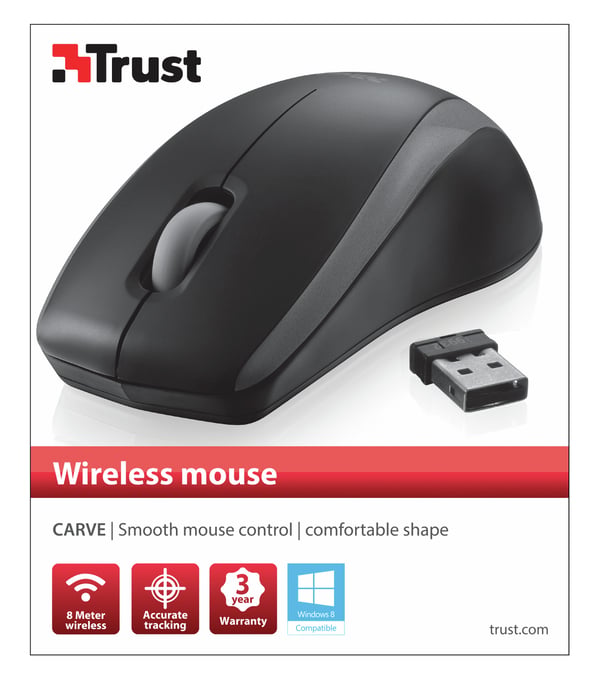 Trust Carve datormöss Kontor Ambidextrous RF Trådlös Optisk