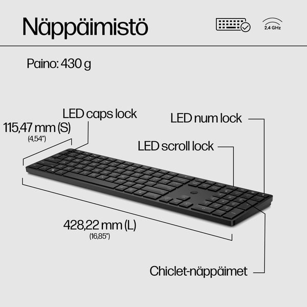 HP 650 langattoman näppäimistön ja hiiren yhdistelmä
