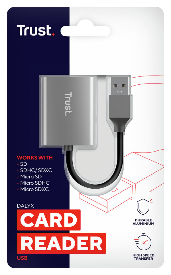 Trust Dalyx kortläsare USB 3.2 Gen 1 (3.1 Gen 1) Aluminium