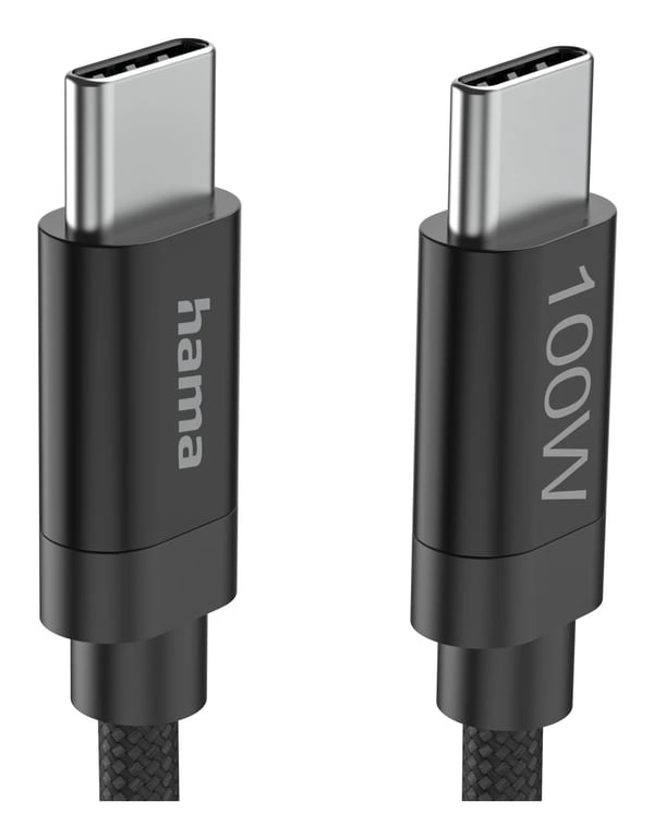 Hama Fabric USB-kabel USB 2.0 3 m USB C 0,48 Gbit/sek. 100 W Sort