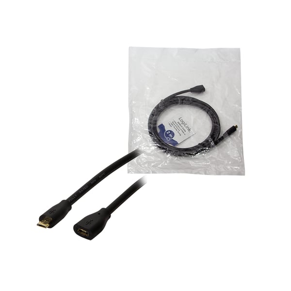 LogiLink CU0123 USB-kablar USB 2.0 2 m Micro-USB B 0,48 Gbit/s Svart