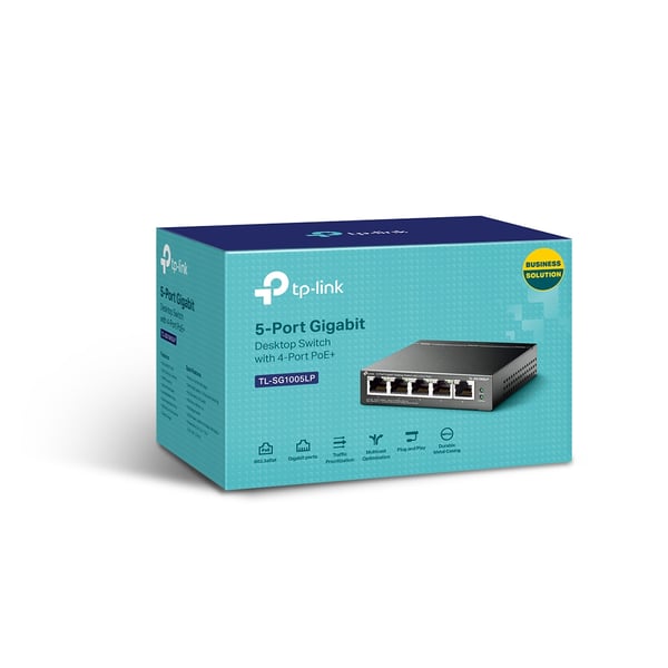 TP-Link TL-SG1005LP nätverksswitchar Ohanterad Gigabit Ethernet (10/100/1000) Strömförsörjning via Ethernet (PoE) stöd Svart
