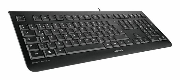 CHERRY KC 1000 tastatur Hjemme/kontor USB QWERTY Portugisisk Sort
