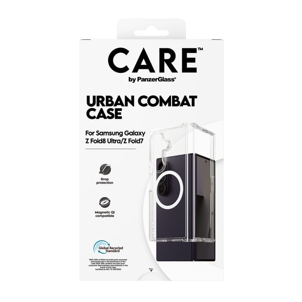 PanzerGlass CARE™ by ® Urban Combat Case Transparent m. Hvid Qi Samsung Galaxy Fold8 Ultra | Fold7