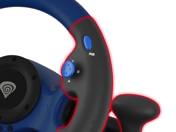 GENESIS Seaborg 350 Svart, Blå USB Ratt + Pedaler Nintendo Switch, PC, PlayStation 4, Playstation 3, Xbox 360, Xbox One, Xbox Series S, Xbox Series X