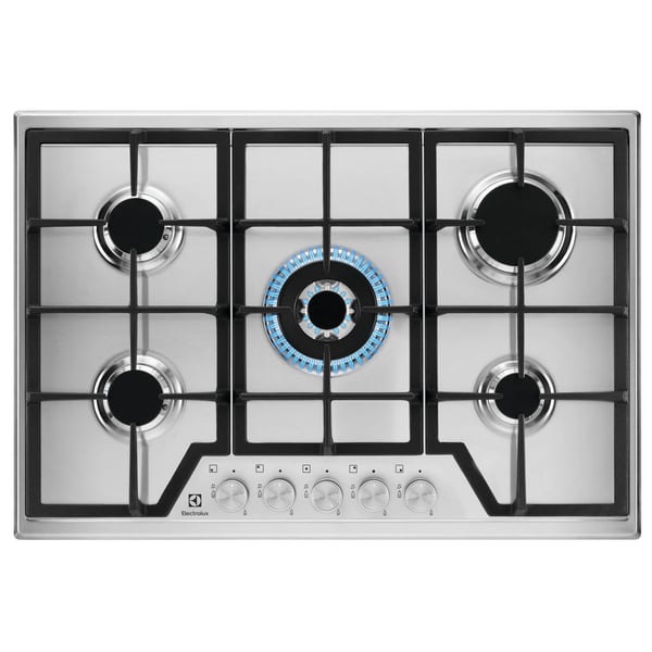 Electrolux KGS7536SX Musta, Ruostumaton teräs Kiinteä 75 cm Kaasuliesi 5 alue(tta)