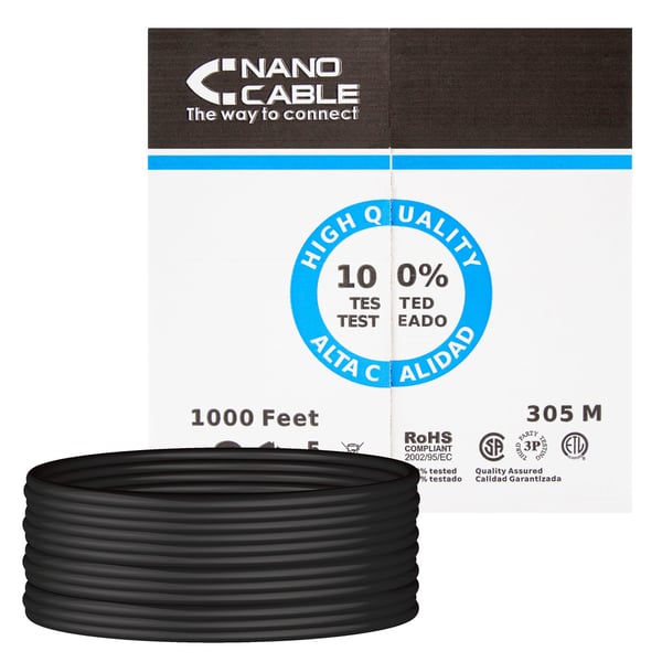 Nanocable 10.20.0504-EXT-BK nätverkskablar Svart 305 m Cat6 U/UTP (UTP)