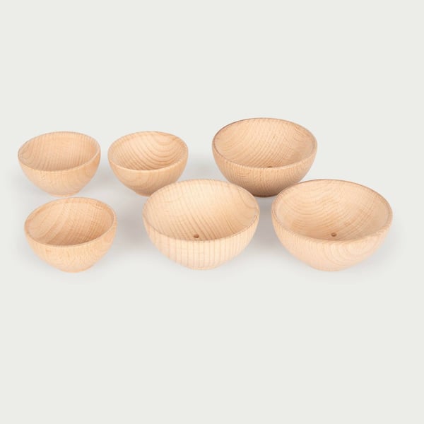 Tickit Natural Wooden Bowls Large motorik legetøj