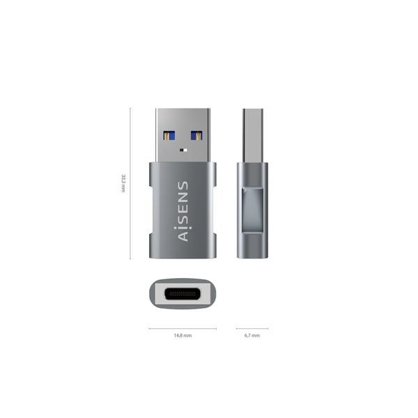 AISENS A108-0655 kabelomvandlare (hane/hona) USB C USB A Grå