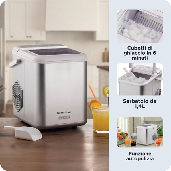 Ariete 0651/00 Bærbar isterningemaskine 12 kg/24t 170 W Metallic, Rustfrit stål