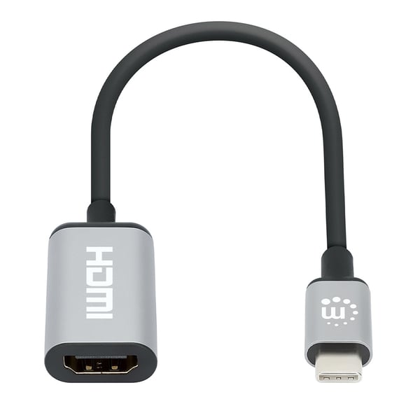 Manhattan 153706 videokabeladapter 0,15 m USB Type-C HDMI Typ A (standard) Svart, Silver
