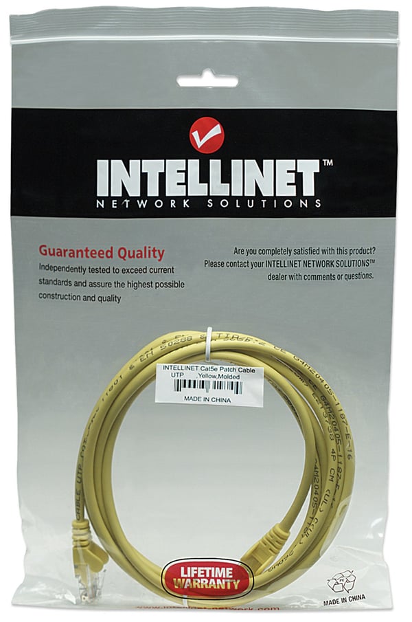 Intellinet RJ-45, M/M, 1m verkkokaapeli Keltainen Cat5e U/UTP (UTP)