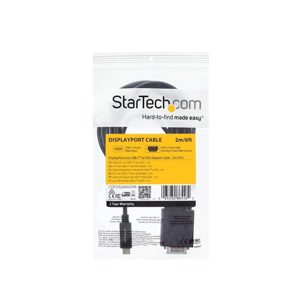StarTech.com 2 m USB-C till VGA-kabel - 1920 x 1200 - Svart